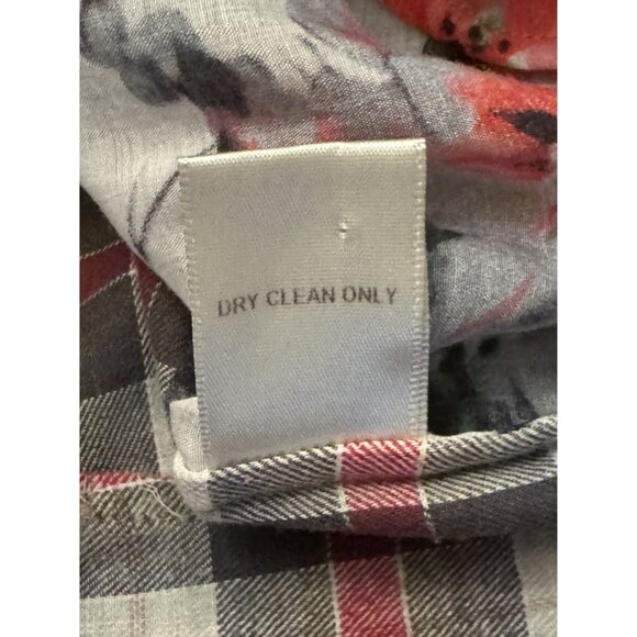 Size Medium ARATTA SILENT JOURNEY FLORAL PLAID SEMI-SHEER TOP Shirt Blouse - Picture 9 of 11